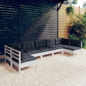 Garden furniture 7 pieces and white cushions solid pine wood by , Garden sets - Ref: Foro24-3097164, Price: 588,06 €, Discoun...