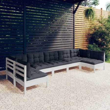 Gartenmöbel 7-teilig und weiße Kissen aus massivem Kiefernholz von , Gartensets - Ref: Foro24-3097164, Preis: 588,06 €, Rabat...