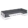 Gartenmöbel 7-teilig und weiße Kissen aus massivem Kiefernholz von , Gartensets - Ref: Foro24-3097164, Preis: 588,06 €, Rabat...
