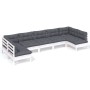 Gartenmöbel 7-teilig und weiße Kissen aus massivem Kiefernholz von , Gartensets - Ref: Foro24-3097164, Preis: 588,06 €, Rabat...