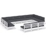 Muebles de jardín 13 pzas y cojines blanco madera maciza pino de , Conjuntos de jardín - Ref: Foro24-3097236, Precio: 1,00 €