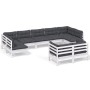Garden furniture 9 pieces and white cushions solid pine wood by , Garden sets - Ref: Foro24-3097248, Price: 818,57 €, Discoun...