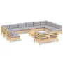 Gartenmöbel-Set 13-teilig und Kissen aus grauem Kiefernholz von , Gartensets - Ref: Foro24-3097276, Preis: 981,78 €, Rabatt: %