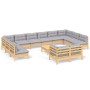 Gartenmöbel-Set 13-teilig und Kissen aus grauem Kiefernholz von , Gartensets - Ref: Foro24-3097276, Preis: 965,82 €, Rabatt: %