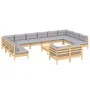 Gartenmöbel-Set 13-teilig und Kissen aus grauem Kiefernholz von , Gartensets - Ref: Foro24-3097276, Preis: 981,78 €, Rabatt: %