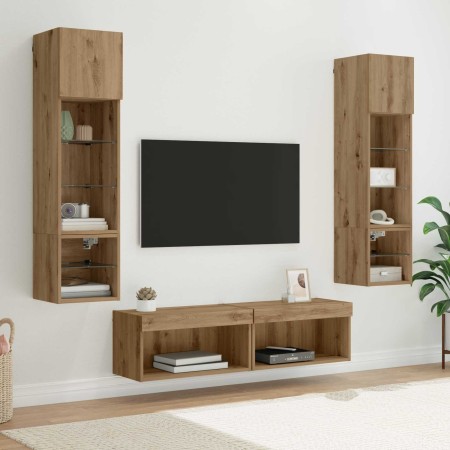 Unidad de Pared para TV 6 pcs Roble artesanal en Muebles TV | Comprar online en Foro24