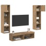 Unidad de Pared para TV 6 pcs Roble artesanal en Muebles TV | Comprar online en Foro24