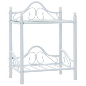 Mesita de noche de acero y vidrio templado 45x30,5x60 cm blanco de vidaXL, Mesitas de noche - Ref: Foro24-246728, Precio: 46,...