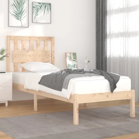 Solid pine wood bed frame 100x200 cm by , Beds and slatted bases - Ref: Foro24-3103923, Price: 96,79 €, Discount: %