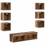 Mueble de TV con cajón 8 pcs Madera envejecida Cristal en Muebles TV | Comprar online en Foro24