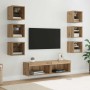 Mueble de TV con cajón 8 pcs Roble artesanal Cristal en Muebles TV | Comprar online en Foro24