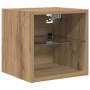 Mueble de TV con cajón 8 pcs Roble artesanal Cristal en Muebles TV | Comprar online en Foro24