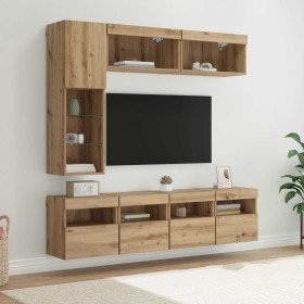 Mueble de TV 7 pcs Roble artesanal Madera de ingeniería en Muebles TV | Comprar online en Foro24