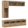Mueble de TV 7 pcs Roble artesanal Madera de ingeniería en Muebles TV | Comprar online en Foro24