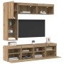 Mueble de TV 7 pcs Roble artesanal Madera de ingeniería en Muebles TV | Comprar online en Foro24
