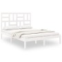Estructura de cama doble pequeña madera maciza blanca 120x190cm de , Camas y somieres - Ref: Foro24-3105921, Precio: 117,29 €