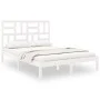 Small double bed frame white solid wood 120x190cm by , Beds and slatted bases - Ref: Foro24-3105921, Price: 120,94 €, Discoun...