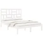 Small double bed frame white solid wood 120x190cm by , Beds and slatted bases - Ref: Foro24-3105921, Price: 120,94 €, Discoun...