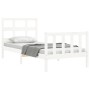 Weißer Bettrahmen aus Massivholz mit Kopfteil von , Betten und Lattenroste - Ref: Foro24-3192977, Preis: 102,06 €, Rabatt: %
