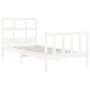 Weißer Bettrahmen aus Massivholz mit Kopfteil von , Betten und Lattenroste - Ref: Foro24-3192977, Preis: 100,67 €, Rabatt: %