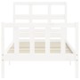 Weißer Bettrahmen aus Massivholz mit Kopfteil von , Betten und Lattenroste - Ref: Foro24-3192977, Preis: 102,06 €, Rabatt: %