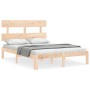 Bed frame with solid wood headboard 140x200 cm by , Beds and slatted bases - Ref: Foro24-3193531, Price: 118,92 €, Discount: %
