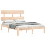 Bed frame with solid wood headboard 140x200 cm by , Beds and slatted bases - Ref: Foro24-3193531, Price: 118,92 €, Discount: %