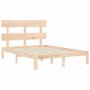 Estructura de cama con cabecero madera maciza 140x200 cm