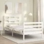 Estructura de cama con cabecero madera maciza blanco de , Camas y somieres - Ref: Foro24-3194407, Precio: 103,21 €, Descuento: %