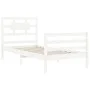 Estructura de cama con cabecero madera maciza blanco de , Camas y somieres - Ref: Foro24-3194407, Precio: 103,21 €, Descuento: %