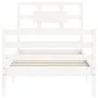 Estructura de cama con cabecero madera maciza blanco de , Camas y somieres - Ref: Foro24-3194407, Precio: 103,21 €, Descuento: %