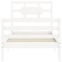 White solid wood bed frame with headboard by , Beds and slatted bases - Ref: Foro24-3194407, Price: 104,83 €, Discount: %