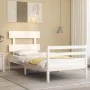 White solid wood bed frame with headboard by , Beds and slatted bases - Ref: Foro24-3195057, Price: 94,78 €, Discount: %