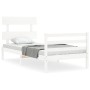 Weißer Bettrahmen aus Massivholz mit Kopfteil von , Betten und Lattenroste - Ref: Foro24-3195057, Preis: 98,02 €, Rabatt: %