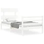 White solid wood bed frame with headboard by , Beds and slatted bases - Ref: Foro24-3195057, Price: 94,78 €, Discount: %