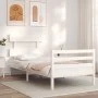 White solid wood bed frame with headboard by , Beds and slatted bases - Ref: Foro24-3195057, Price: 94,78 €, Discount: %