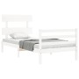 Weißer Bettrahmen aus Massivholz mit Kopfteil von , Betten und Lattenroste - Ref: Foro24-3195057, Preis: 98,02 €, Rabatt: %