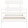 Weißer Bettrahmen aus Massivholz mit Kopfteil von , Betten und Lattenroste - Ref: Foro24-3195057, Preis: 98,02 €, Rabatt: %