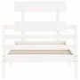 White solid wood bed frame with headboard by , Beds and slatted bases - Ref: Foro24-3195057, Price: 94,78 €, Discount: %