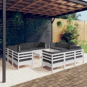 Gartenmöbel-Set 13-teilig mit anthrazitfarbenen Kissen aus Kiefernholz von , Gartensets - Ref: Foro24-3096071, Preis: 1,00 €,...