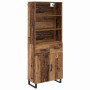 Aparador alto con cajón Madera envejecida 69,5 x 34 x 180 cm en Aparadores | Comprar online en Foro24