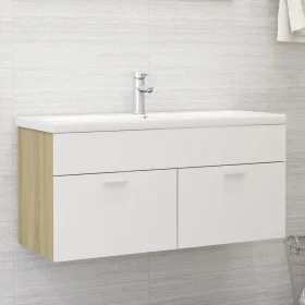 Schrank aus weißer Spanplatte und Sonoma-Eiche mit Waschbecken von , Badezimmerwaschtische - Ref: Foro24-3071302, Preis: 314,...