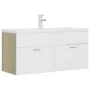 Schrank aus weißer Spanplatte und Sonoma-Eiche mit Waschbecken von , Badezimmerwaschtische - Ref: Foro24-3071302, Preis: 320,...