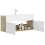 White chipboard and Sonoma oak cabinet with sink by , bathroom vanities - Ref: Foro24-3071302, Price: 320,81 €, Discount: %