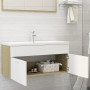 White chipboard and Sonoma oak cabinet with sink by , bathroom vanities - Ref: Foro24-3071302, Price: 320,81 €, Discount: %