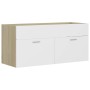 White chipboard and Sonoma oak cabinet with sink by , bathroom vanities - Ref: Foro24-3071302, Price: 320,81 €, Discount: %