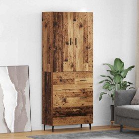 Aparador alto con cajón Madera envejecida 69,5 x 34 x 180 cm en Aparadores | Comprar online en Foro24