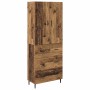 Aparador alto con cajón Madera envejecida 69,5 x 34 x 180 cm en Aparadores | Comprar online en Foro24
