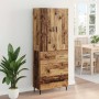 Aparador alto con cajón Madera envejecida 69,5 x 34 x 180 cm en Aparadores | Comprar online en Foro24