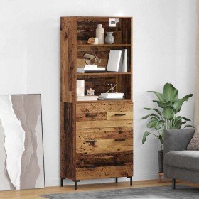 Aparador alto con cajón Madera vieja 69,5 x 34 x 180 cm en Aparadores | Comprar online en Foro24